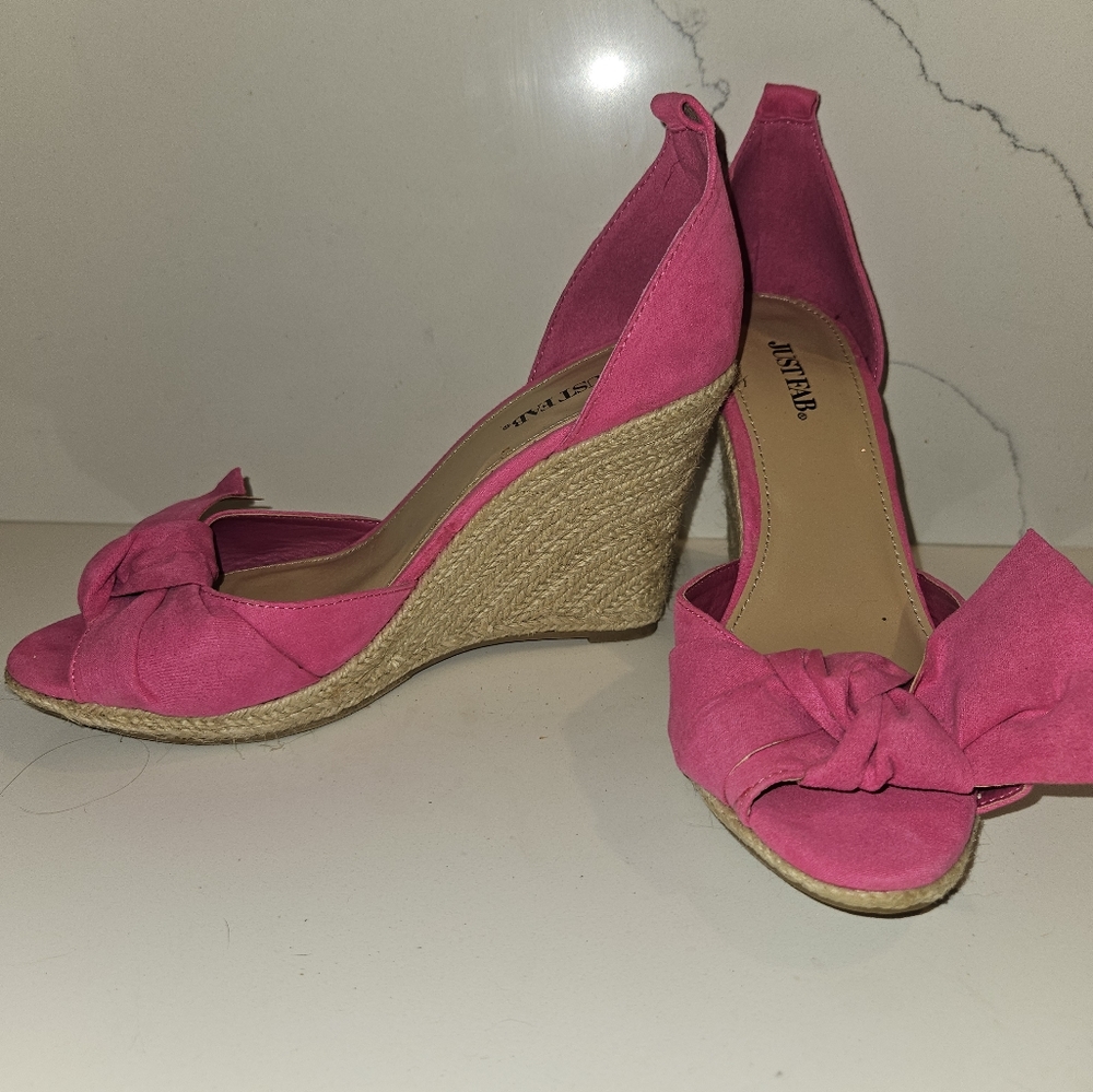 JustFab Pink rope wedge